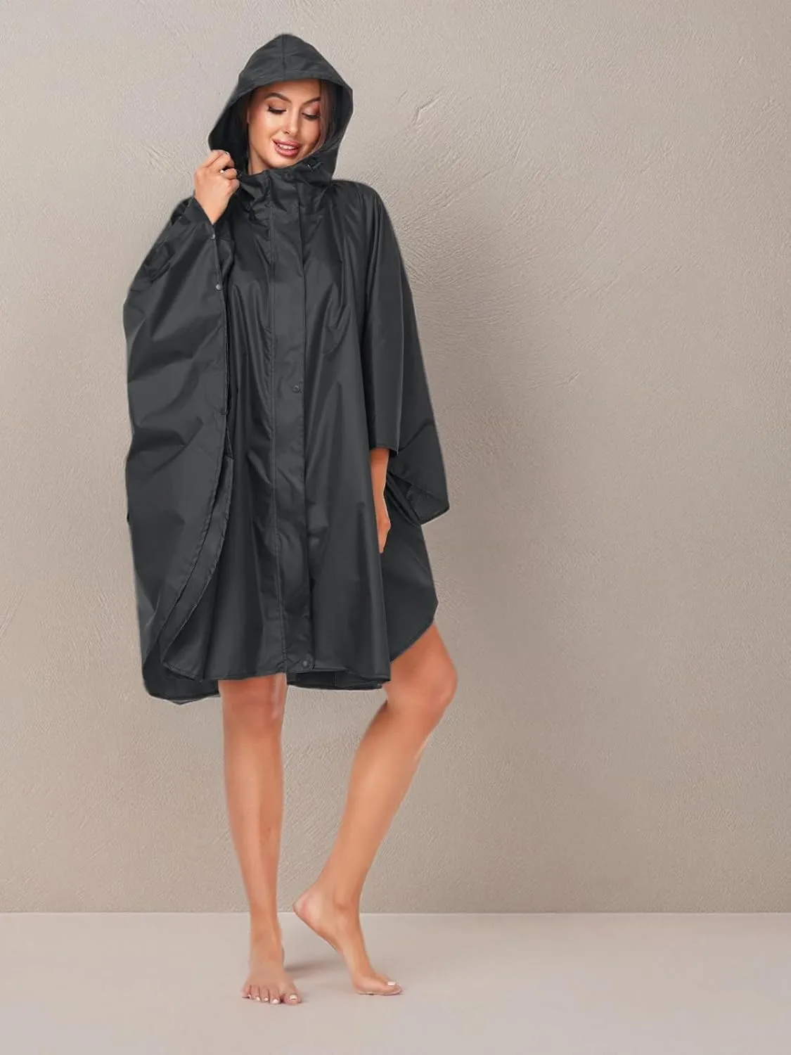 SaphiRose Unisex Rain Poncho Hooded Waterproof Raincoat for Adults Women