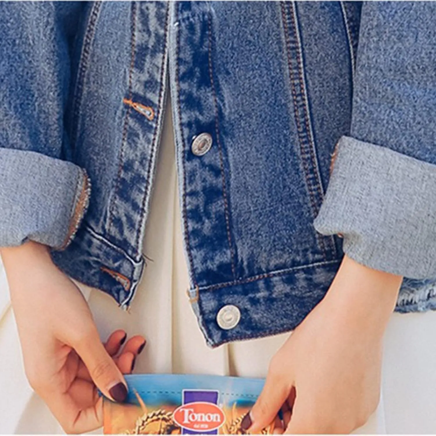 Saukiee Oversized Denim Jacket Distressed Boyfriend Jean Coat Jeans Trucker Jacket for Women Girls