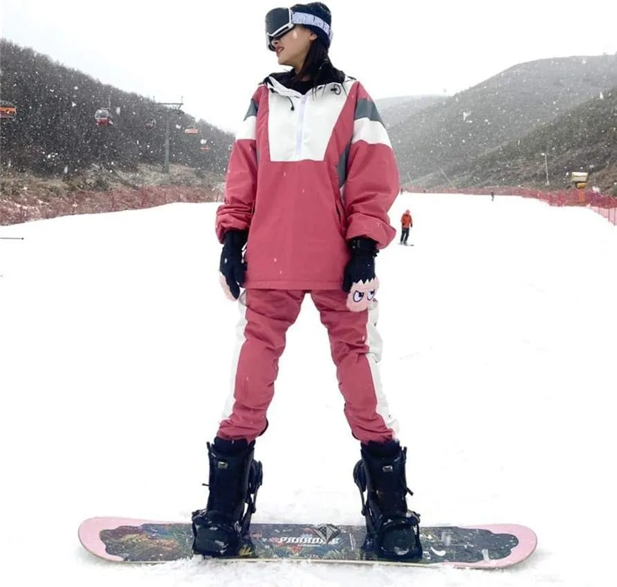 SEARIPE Women Ski Jacket and Pants Set Couples Windproof Ski Suits Mens Waterproof Two Piece Snowsuits for Winter Sports