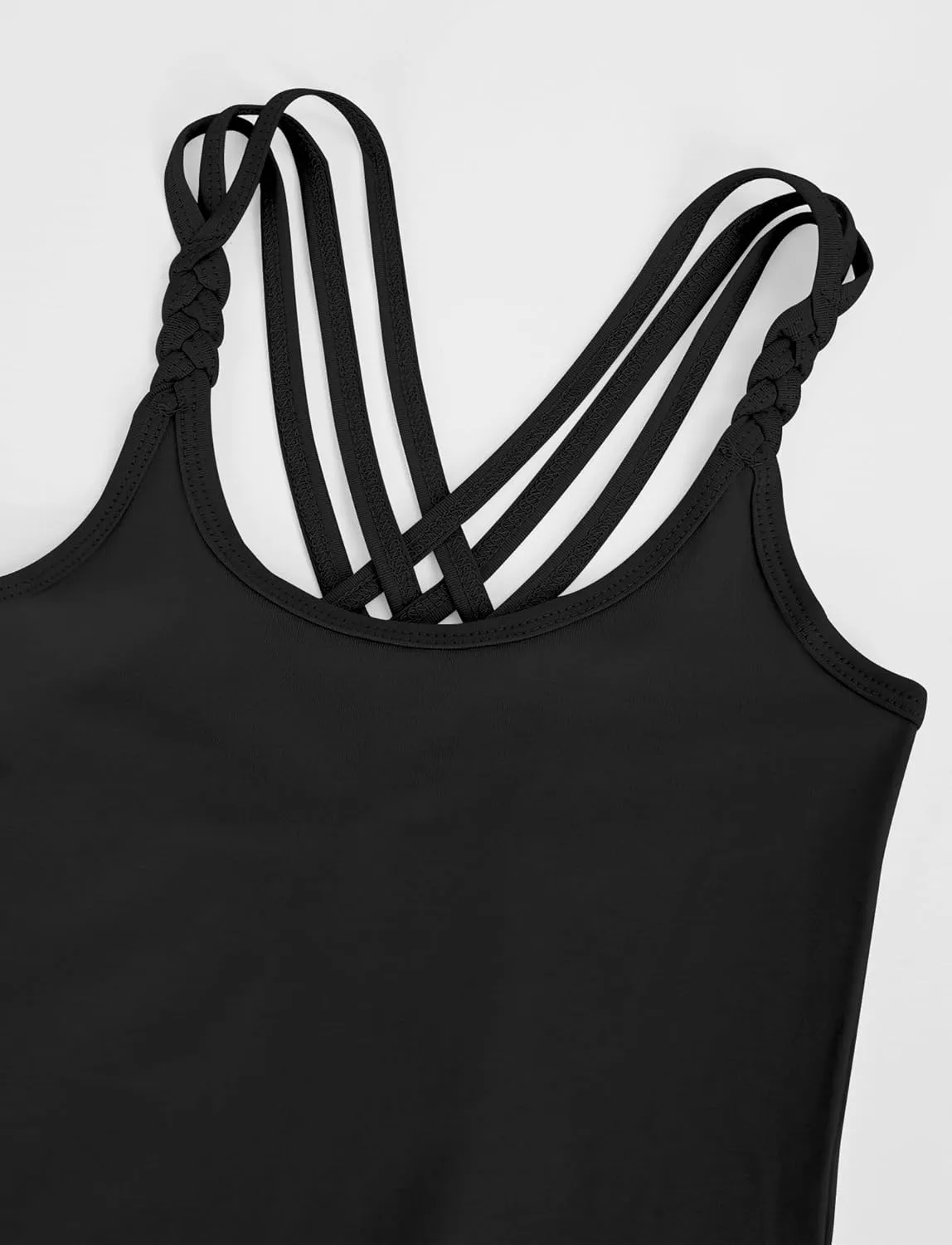 SEAUR 3 Pieces Girls Dance Tank Tops Twist Sleeve Racerback Camisole Ballet Undershirts Cotton Crop Top