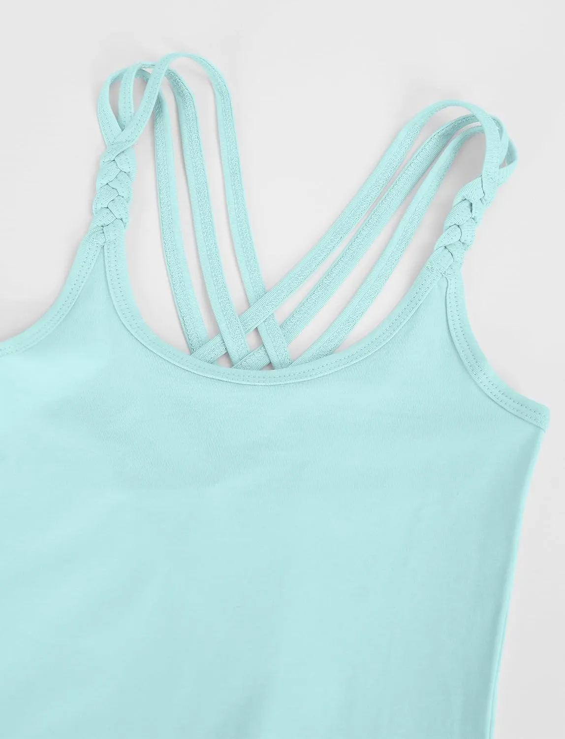 SEAUR 3 Pieces Girls Dance Tank Tops Twist Sleeve Racerback Camisole Ballet Undershirts Cotton Crop Top