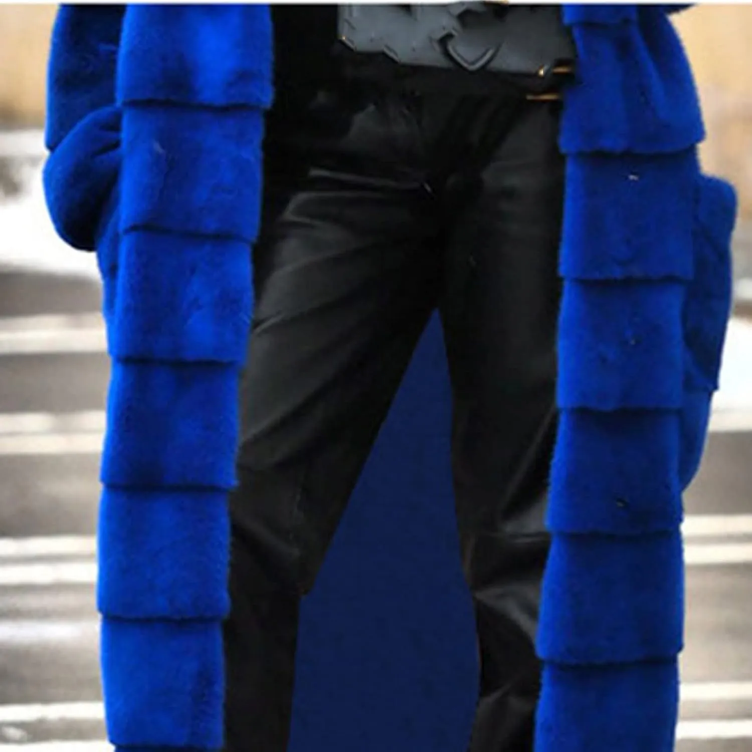 SERYU Womens Thick Faux Fur Coat Solid Color Big Hooded Parka Overcoat Winter Long Coat Jacket