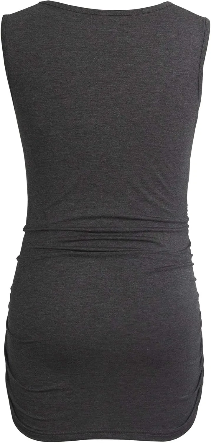 Smallshow Women's Maternity Tank Tops Sleeveless Ruched Pregnancy Clothes 3-Pack