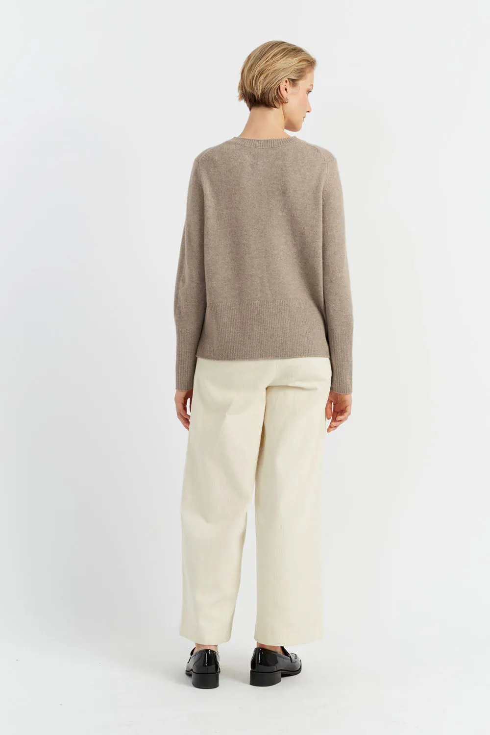 Soft-Truffle Pure Cashmere Boxy Sweater