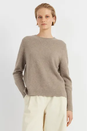 Soft-Truffle Pure Cashmere Boxy Sweater