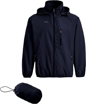 Spmor Men's Lightweight Waterproof Jacket Packable Windbreaker Running Coat