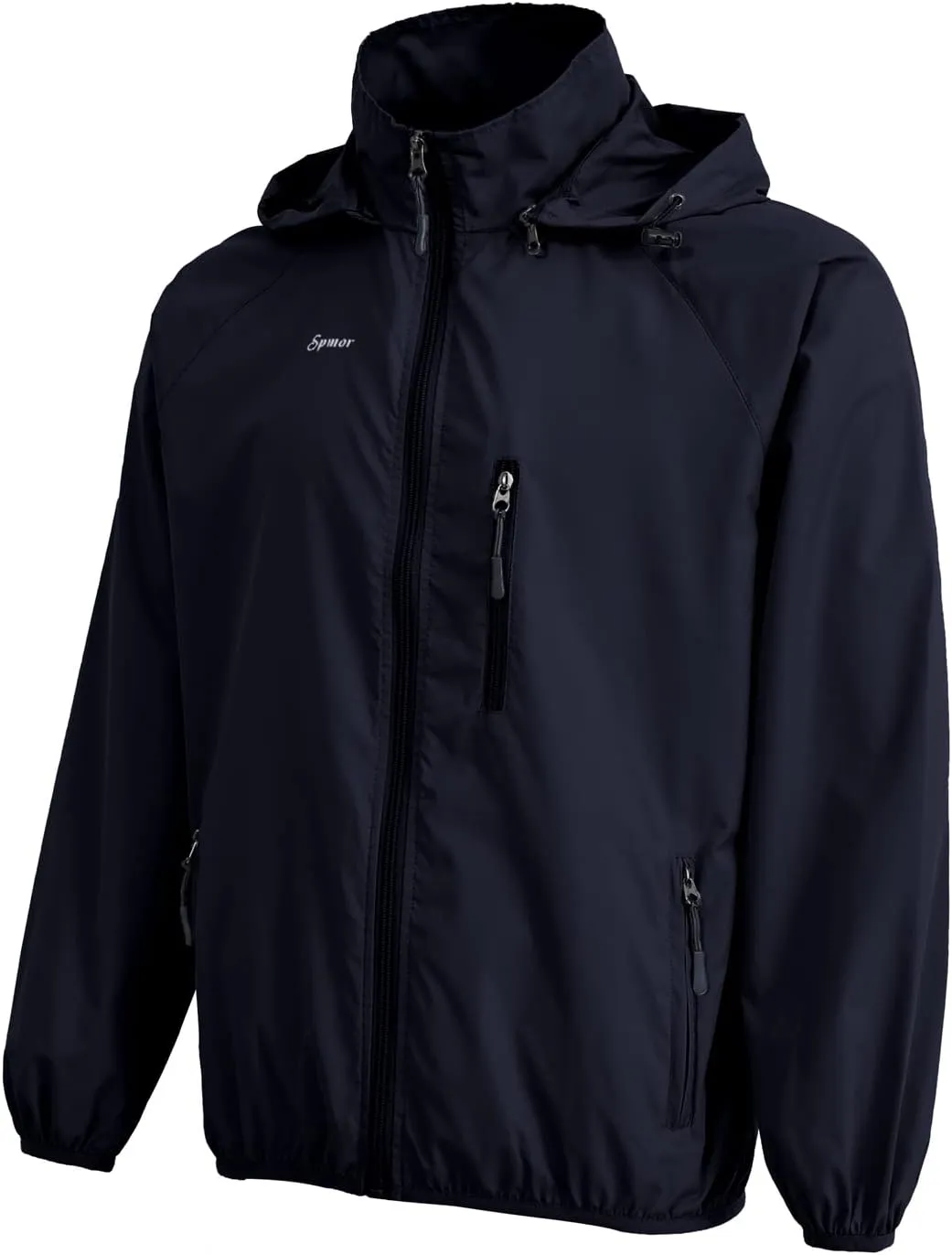 Spmor Men's Lightweight Waterproof Jacket Packable Windbreaker Running Coat
