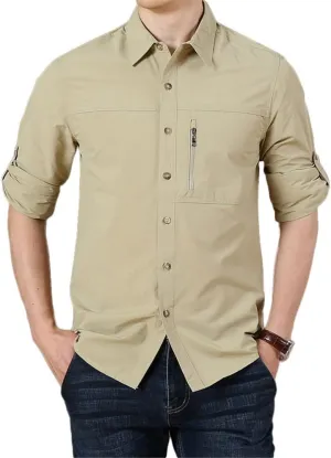 Spring Summer Quick Dry Long Sleeve Cargo Shirt Men's Large Size Outdoor Hiking Sports Tactical Shirt Military Tops Male