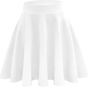 Stelle Girls Skirt Casual Flare Plain Pleated Stretch Waist Skater Skirts Uniform Skorts with Built in Shorts 5-15 Years