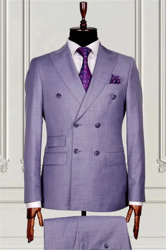 Suzhoufashion Dusty Pink Double Breasted Close Fitting Prom Men Suits