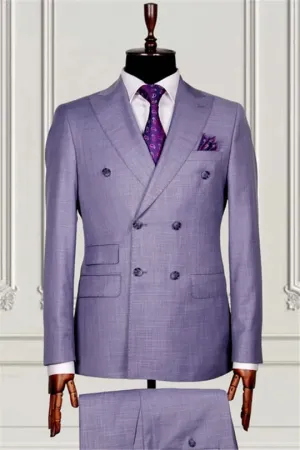 Suzhoufashion Dusty Pink Double Breasted Close Fitting Prom Men Suits