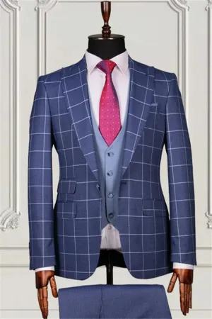 Suzhoufashion Newest Blue Two Pieces Slim Fit Bespoke Men Suits
