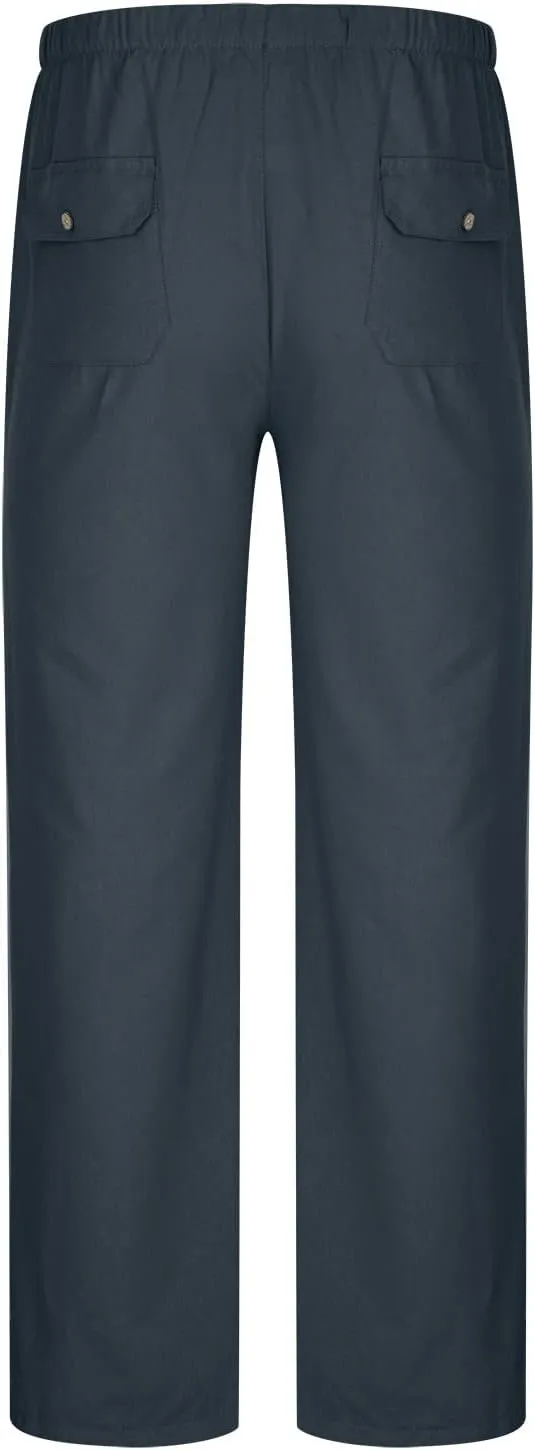 Sweatpants for Men 2024 Trendy Cotton Linen Casual Pants Straight Wide Leg Sweatpants Elastic Waist Drawstring Trouser