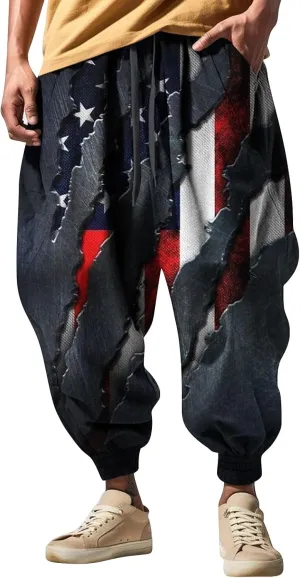 Sweatpants Fun Print Fashion Street Feel Casual Sweatpants Baggy Elastic Waist Novelty Pant Casual Pants Men