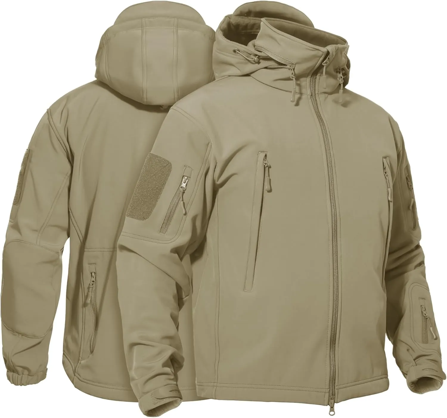 TACVASEN Men's Fleece Lined Tactical Jacket Waterproof Military Hoodie Winter Softshell Jacket Rain Coat Warm Hiking Hunting