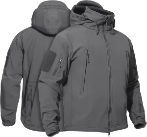 TACVASEN Men's Fleece Lined Tactical Jacket Waterproof Military Hoodie Winter Softshell Jacket Rain Coat Warm Hiking Hunting