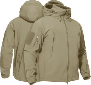 TACVASEN Men's Fleece Lined Tactical Jacket Waterproof Military Hoodie Winter Softshell Jacket Rain Coat Warm Hiking Hunting
