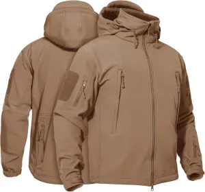 TACVASEN Men's Fleece Lined Tactical Jacket Waterproof Military Hoodie Winter Softshell Jacket Rain Coat Warm Hiking Hunting