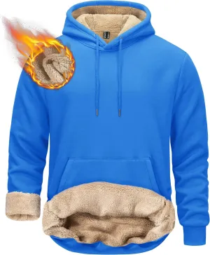 TACVASEN Men's Pullover Hoodie Thick Sherpa Lined Kangaroo Pocket Winter Windproof Warm Fleece Hoodie Athletic Sweatshirts