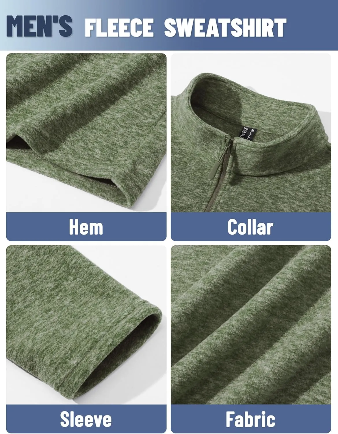 TACVASEN Mens Quarter Zip Sweatshirt Long Sleeve Pullover 1/4 Zip Up Golf Shirt for Men Winter Fleece Lined Thermal Sweater