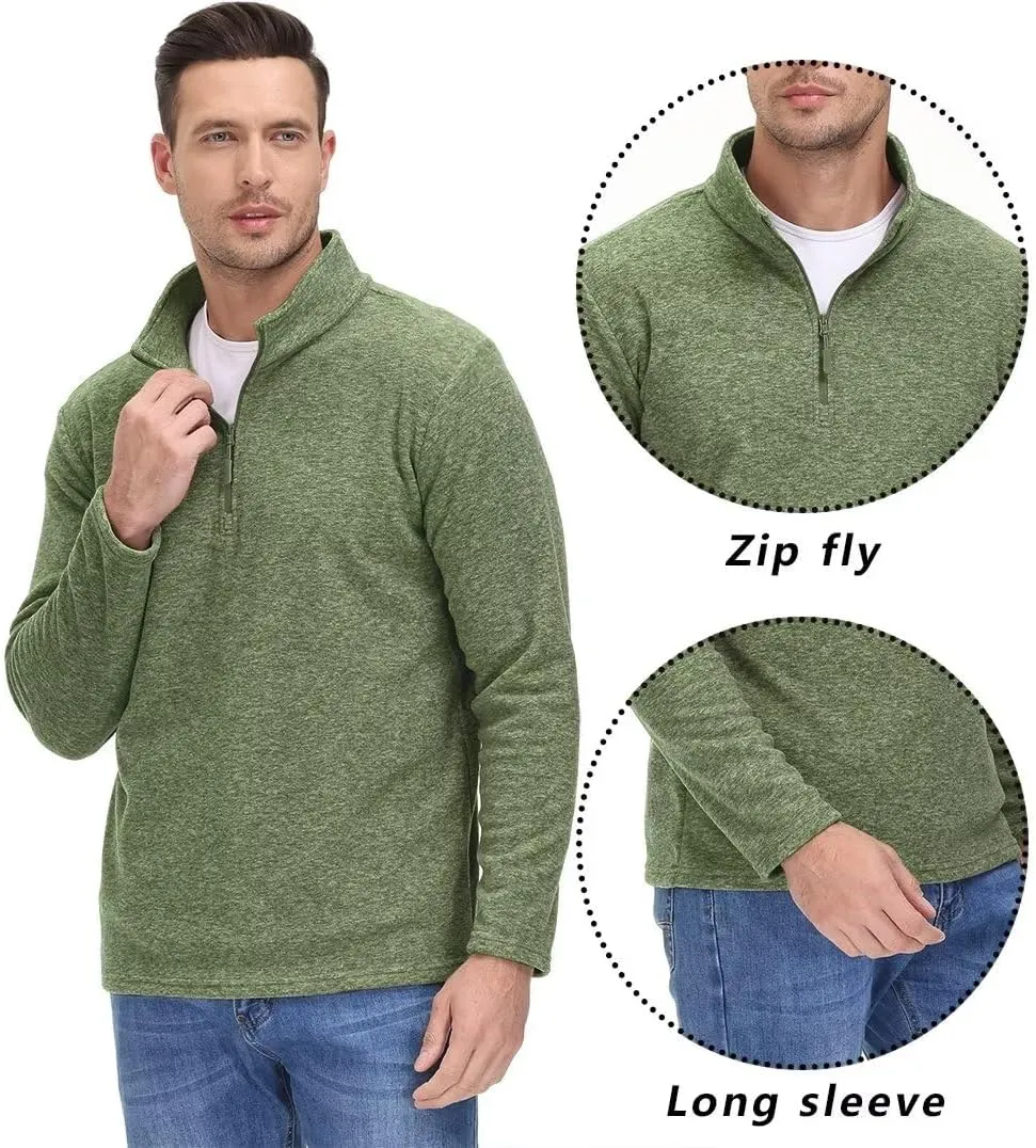 TACVASEN Mens Quarter Zip Sweatshirt Long Sleeve Pullover 1/4 Zip Up Golf Shirt for Men Winter Fleece Lined Thermal Sweater