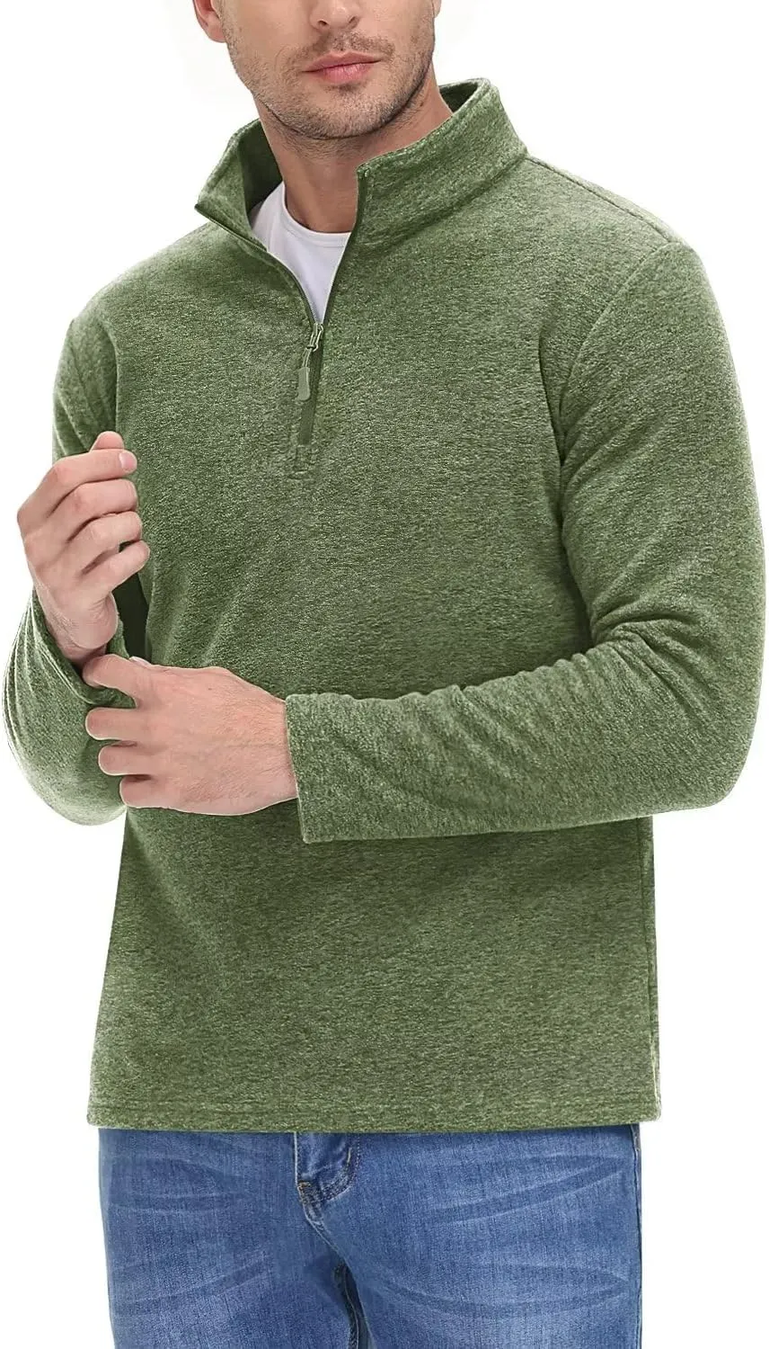 TACVASEN Mens Quarter Zip Sweatshirt Long Sleeve Pullover 1/4 Zip Up Golf Shirt for Men Winter Fleece Lined Thermal Sweater