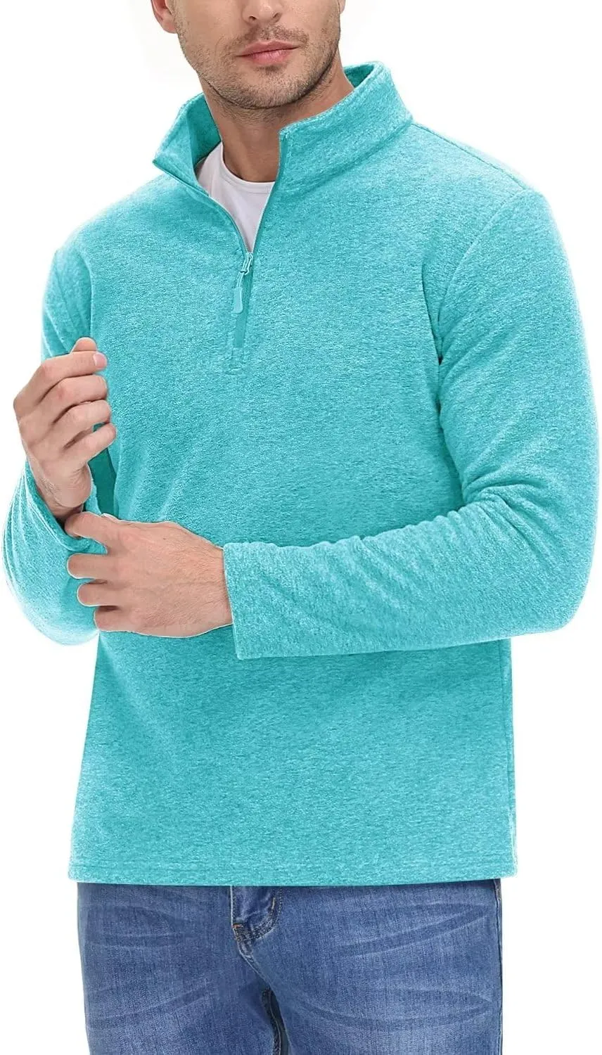 TACVASEN Mens Quarter Zip Sweatshirt Long Sleeve Pullover 1/4 Zip Up Golf Shirt for Men Winter Fleece Lined Thermal Sweater