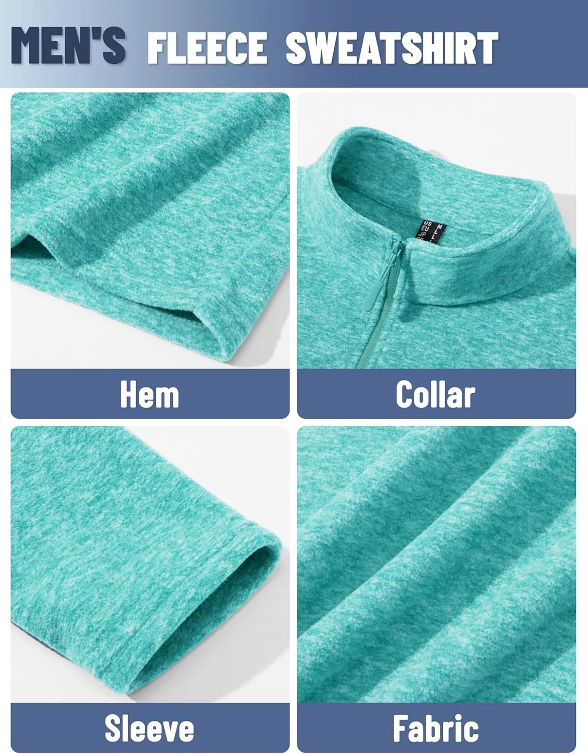 TACVASEN Mens Quarter Zip Sweatshirt Long Sleeve Pullover 1/4 Zip Up Golf Shirt for Men Winter Fleece Lined Thermal Sweater