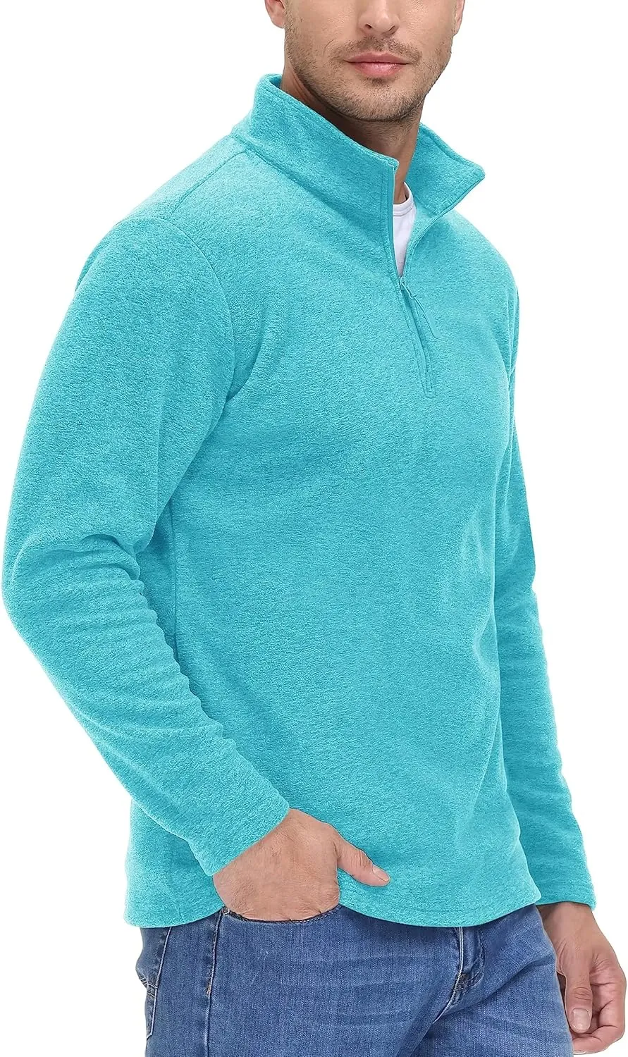 TACVASEN Mens Quarter Zip Sweatshirt Long Sleeve Pullover 1/4 Zip Up Golf Shirt for Men Winter Fleece Lined Thermal Sweater