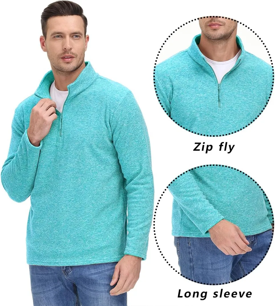 TACVASEN Mens Quarter Zip Sweatshirt Long Sleeve Pullover 1/4 Zip Up Golf Shirt for Men Winter Fleece Lined Thermal Sweater