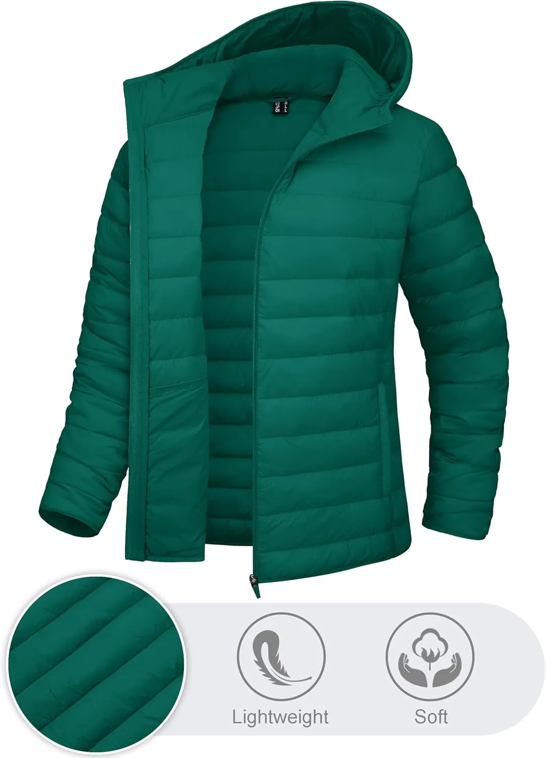 TACVASEN Women's Lightweight Puffer Jacket with Hood Pockets Quilted Padded Full-zip Winter Coat