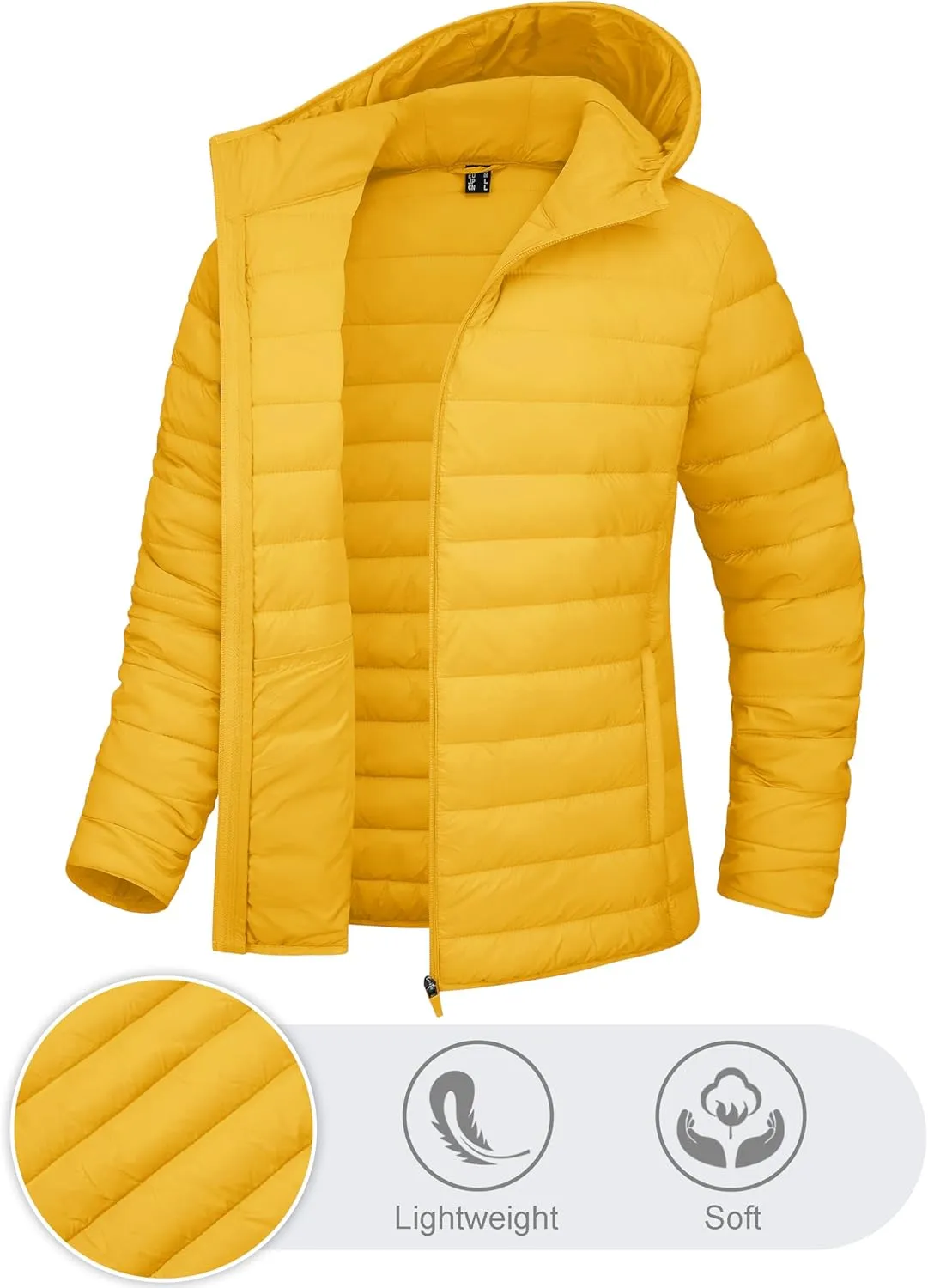 TACVASEN Women's Lightweight Puffer Jacket with Hood Pockets Quilted Padded Full-zip Winter Coat