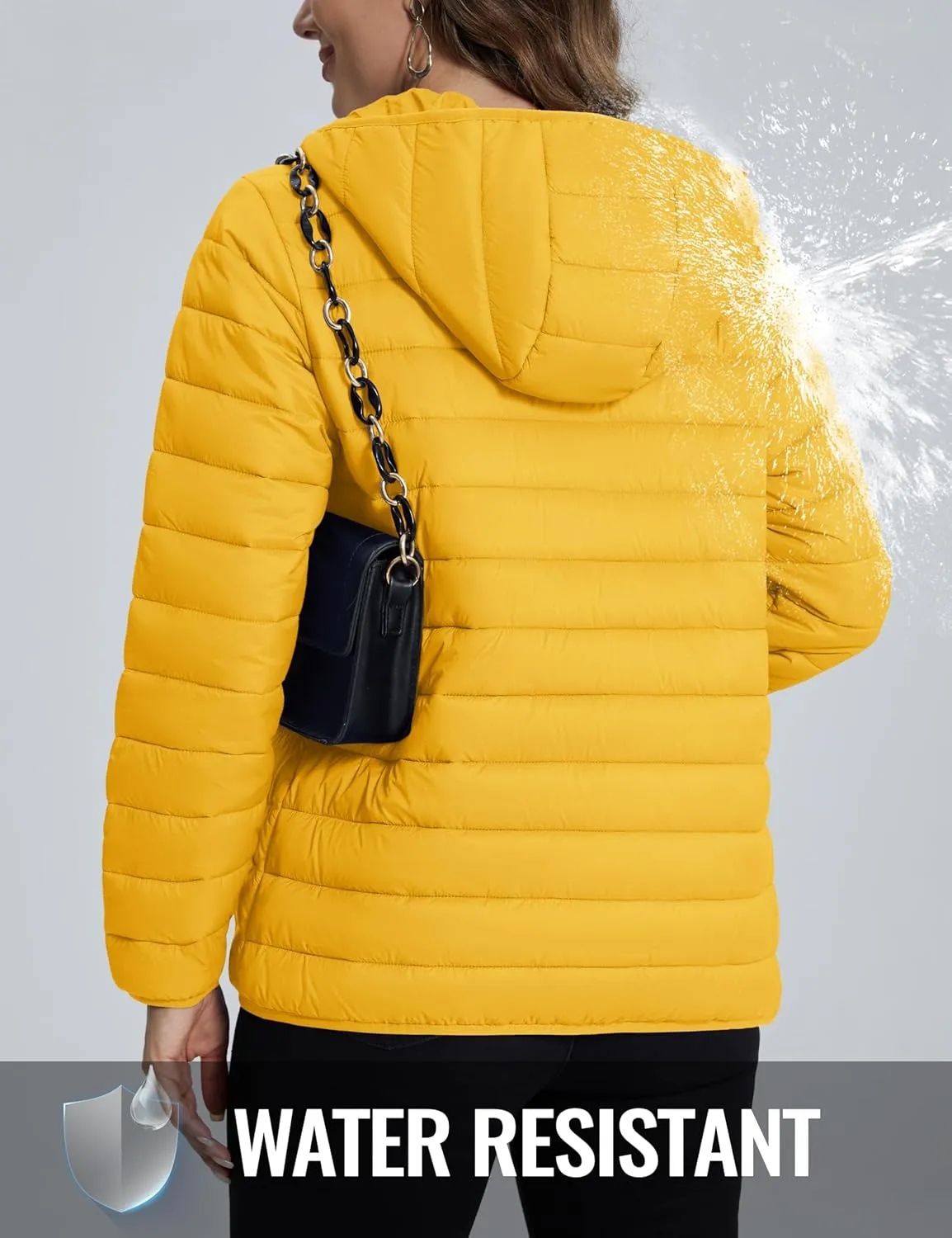 TACVASEN Women's Lightweight Puffer Jacket with Hood Pockets Quilted Padded Full-zip Winter Coat
