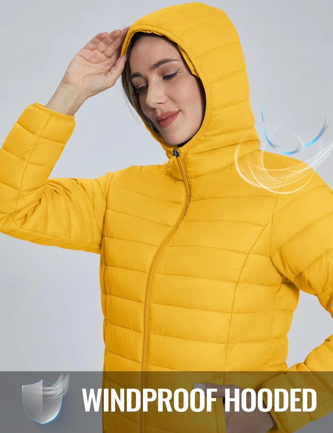 TACVASEN Women's Lightweight Puffer Jacket with Hood Pockets Quilted Padded Full-zip Winter Coat