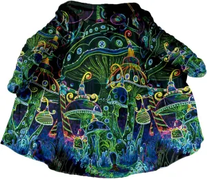 Thick Warm Hooded Cloak For Men Trippy Psychedelic Mushroom Fungus Overcoat Coat Windproof Fleece Jacket