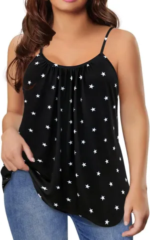 TIYOMI Plus Size Tank Tops for Women Adjustable Strap Cami Buttons V Neck Vest Holiday Suspenders Summer Camisole XL-5XL