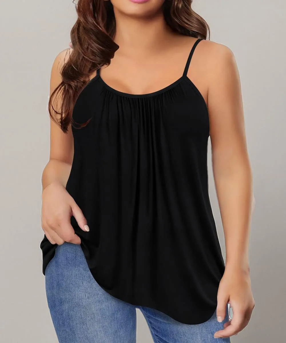 TIYOMI Plus Size Tank Tops for Women Adjustable Strap Cami Buttons V Neck Vest Holiday Suspenders Summer Camisole XL-5XL