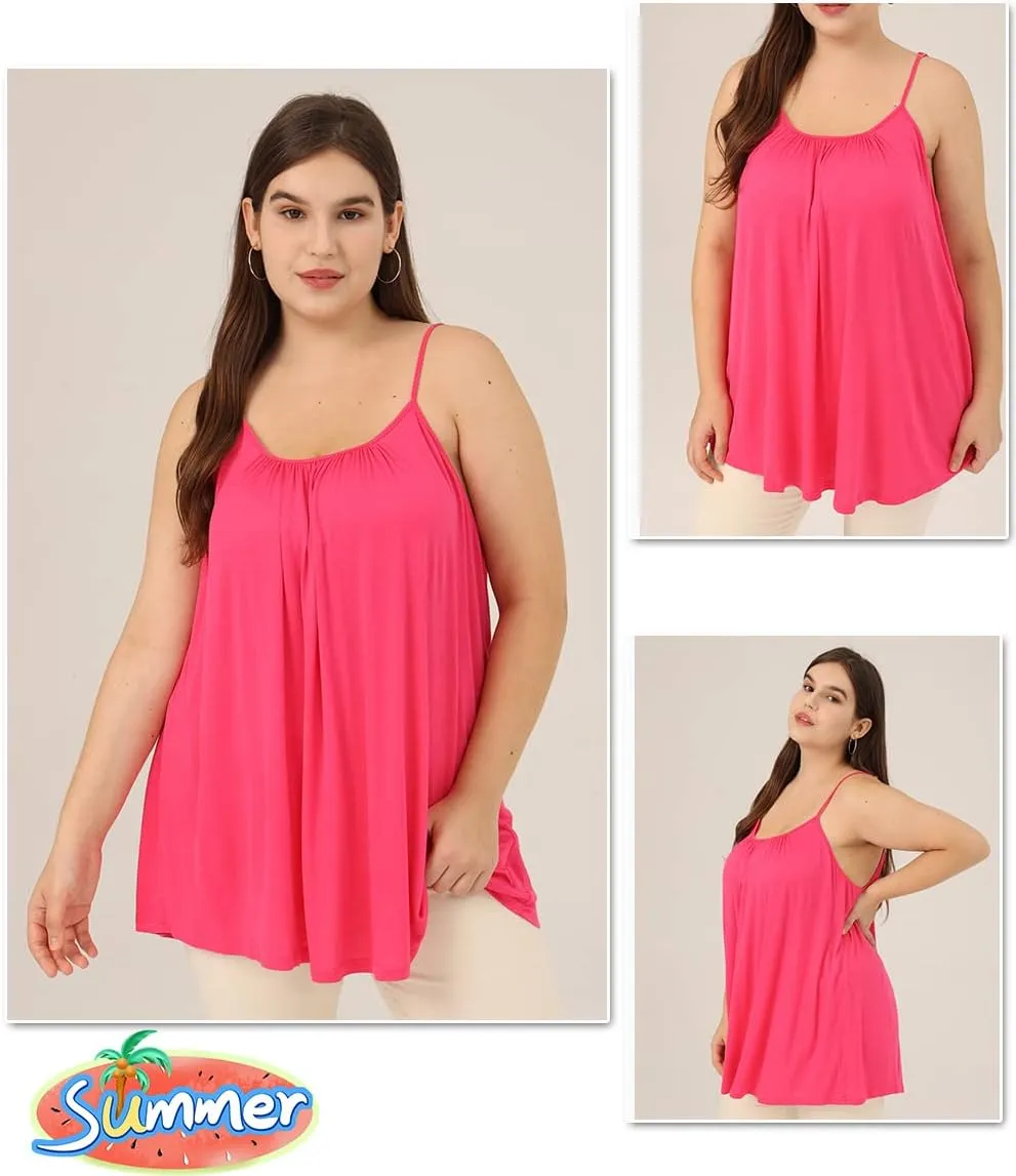 TIYOMI Plus Size Tank Tops for Women Adjustable Strap Cami Buttons V Neck Vest Holiday Suspenders Summer Camisole XL-5XL