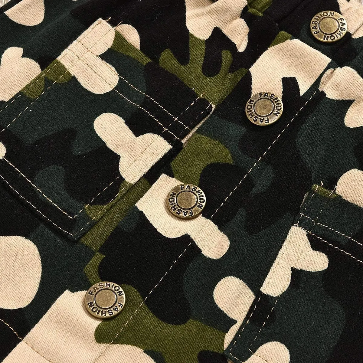 Toddler Baby Girls Camouflage Outfit Black Letter Tops Shirt   Denim Skirt Dress Shorts Summer Two Piece Clothes Set