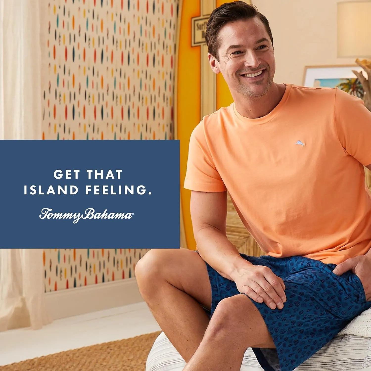 Tommy Bahama - Men's Essential T Shirt, Long Sleeve Crew Neck Cotton Blend Top for Sleep or Lounge