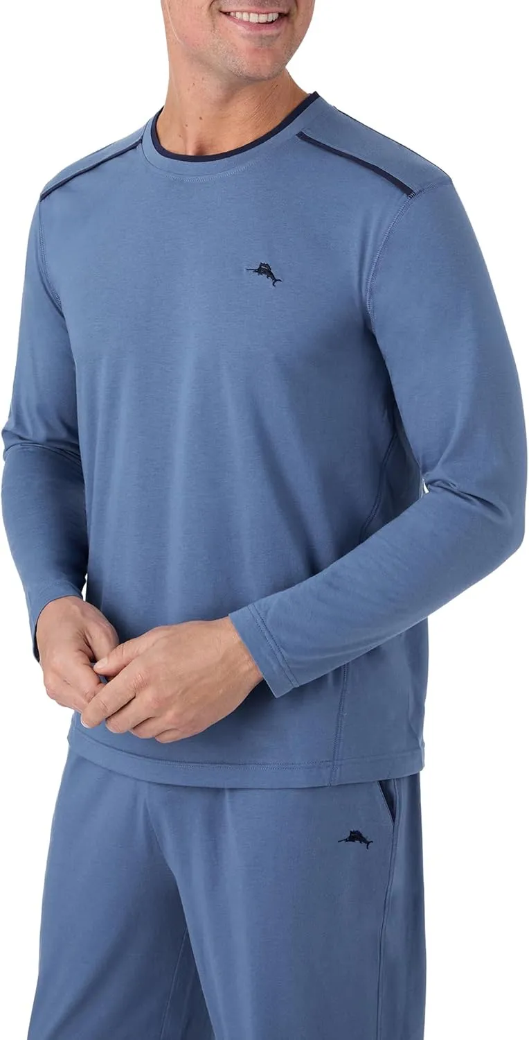 Tommy Bahama - Men's Essential T Shirt, Long Sleeve Crew Neck Cotton Blend Top for Sleep or Lounge
