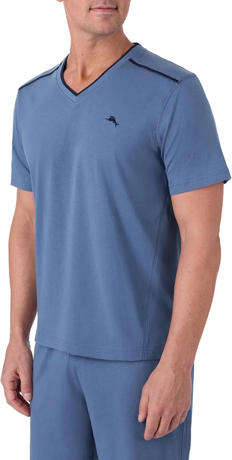 Tommy Bahama - Men's Essential T Shirt, Short Sleeve V Neck Cotton Blend Top for Sleep or Lounge
