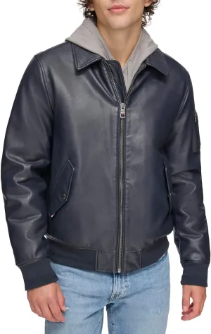 Tommy Hilfiger Men's Faux Leather Bomber Jacket