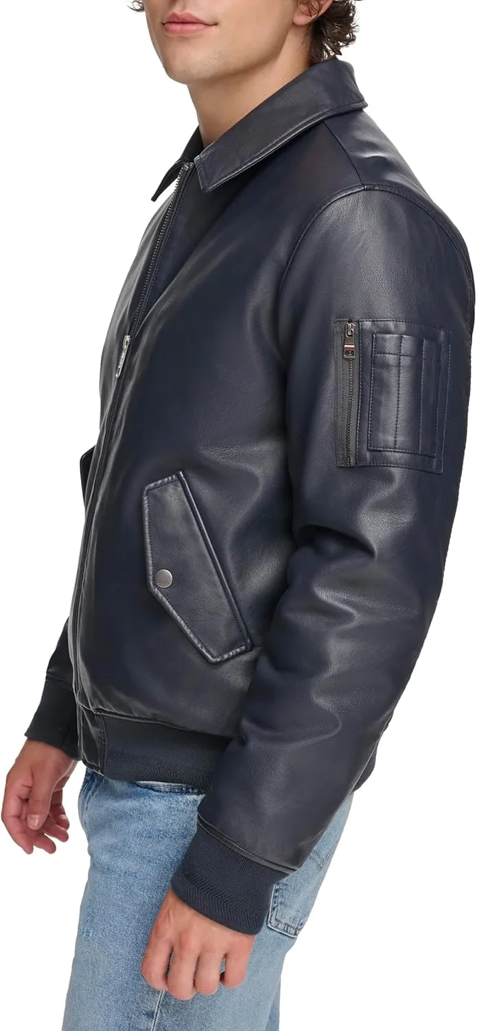 Tommy Hilfiger Men's Faux Leather Bomber Jacket