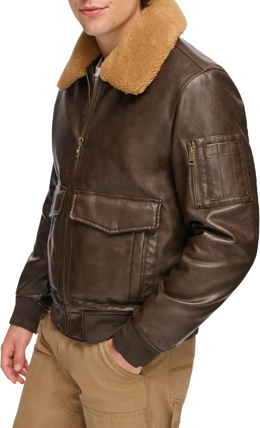 Tommy Hilfiger Men's Faux Leather Bomber Jacket