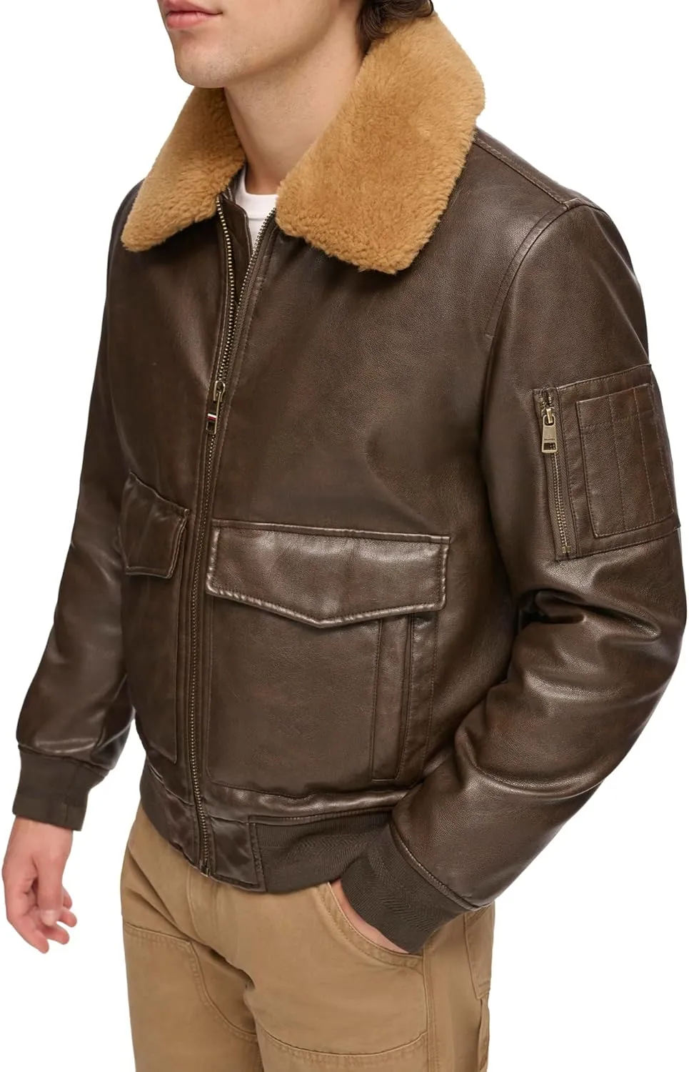 Tommy Hilfiger Men's Faux Leather Bomber Jacket