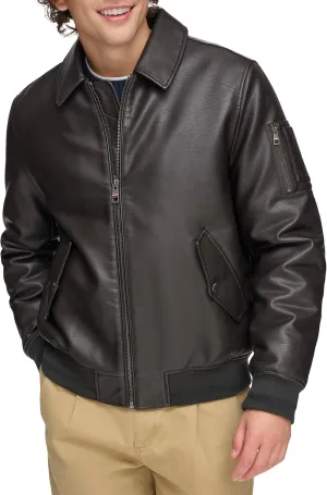 Tommy Hilfiger Men's Faux Leather Bomber Jacket