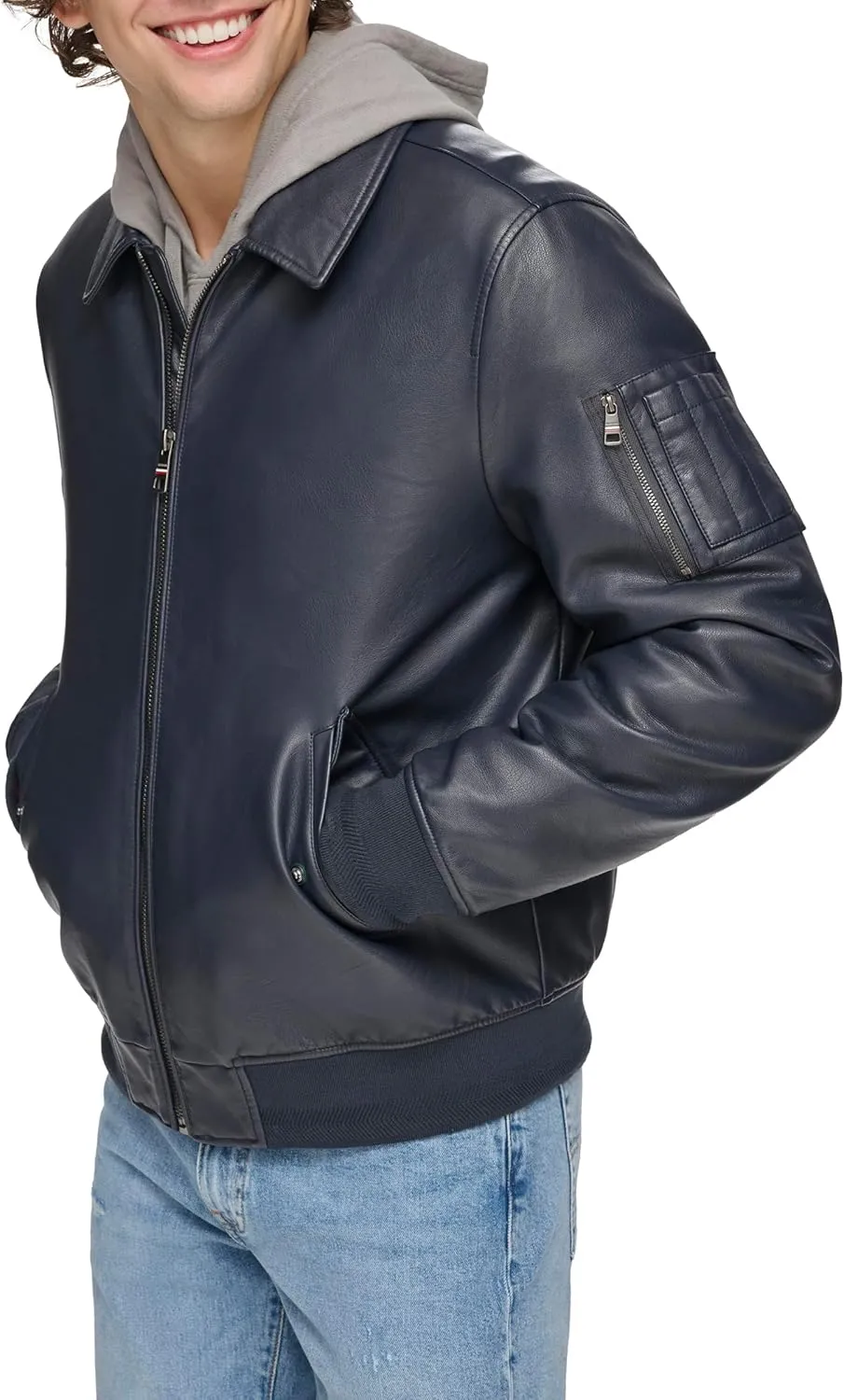 Tommy Hilfiger Men's Faux Leather Bomber Jacket