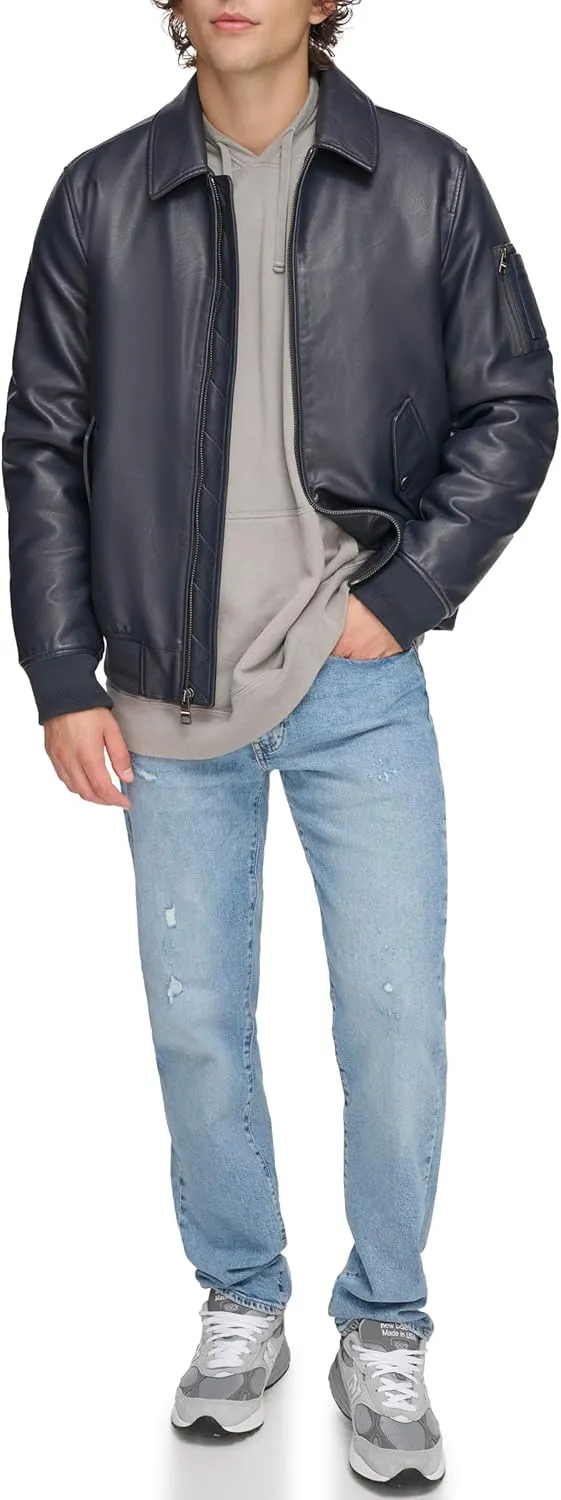 Tommy Hilfiger Men's Faux Leather Bomber Jacket