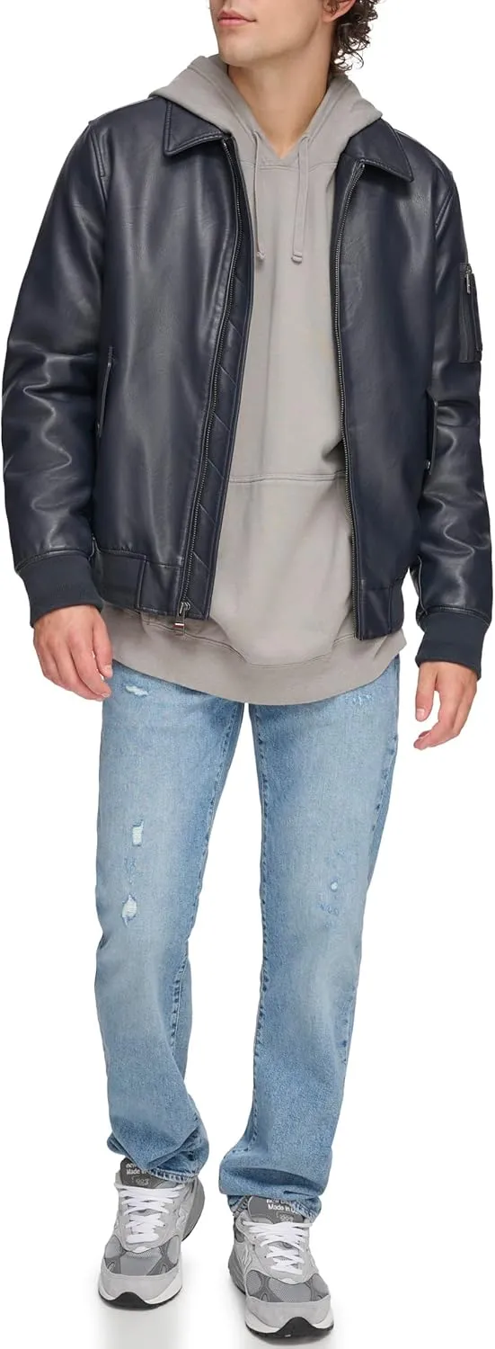 Tommy Hilfiger Men's Faux Leather Bomber Jacket